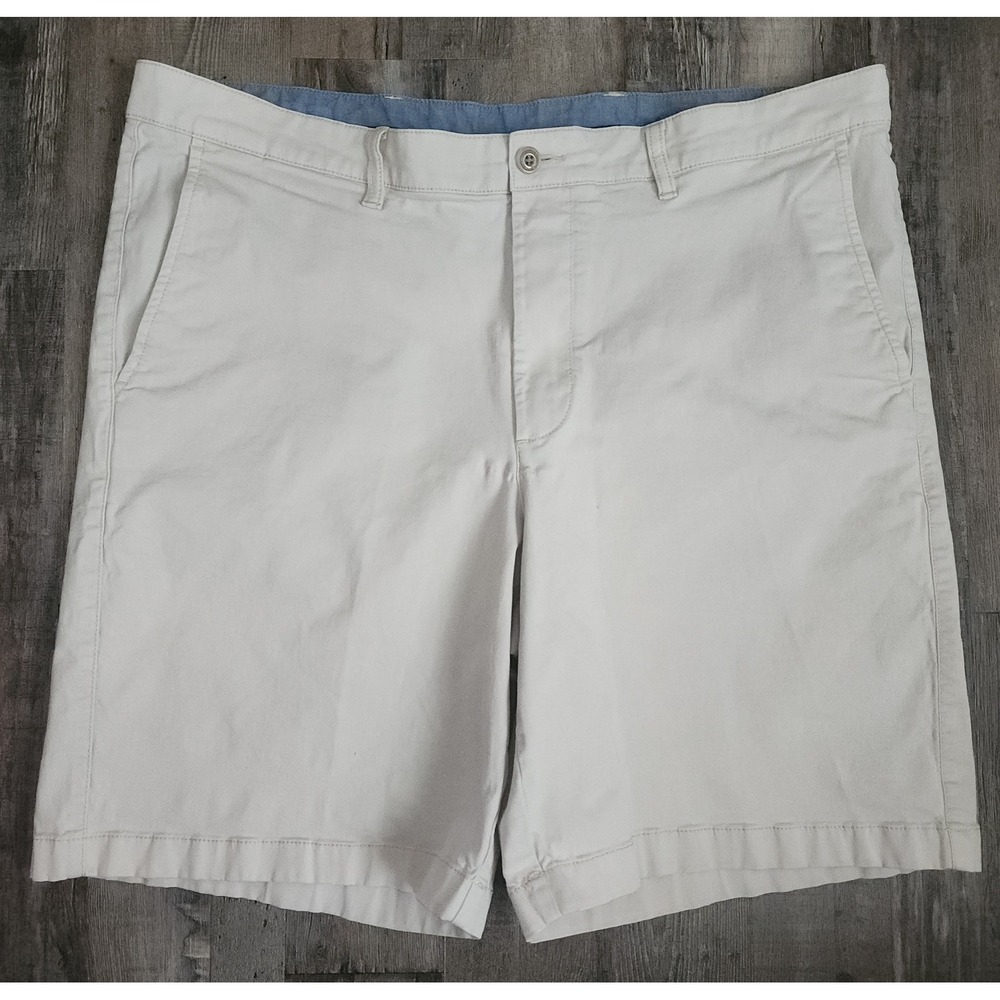 L.L.Bean Chino Shorts Mens 40W Khaki Standard Fit Cotton Stretch ID503788